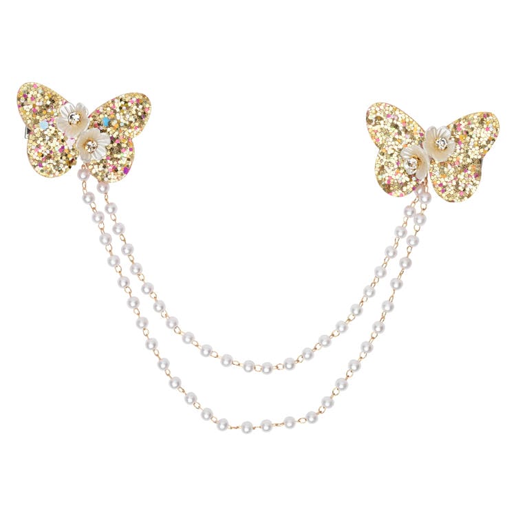 Butterfly Glitter Charm Beaded Hair Clip