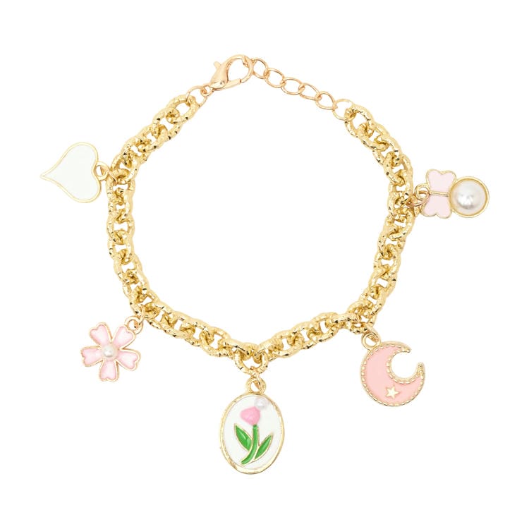 Multi-Charm Flower Chain Bracelet
