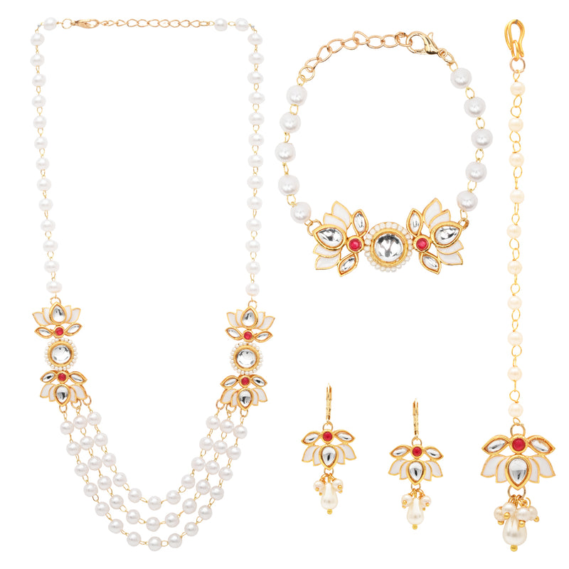 Kundan Lotus Jewellery Set for Girls