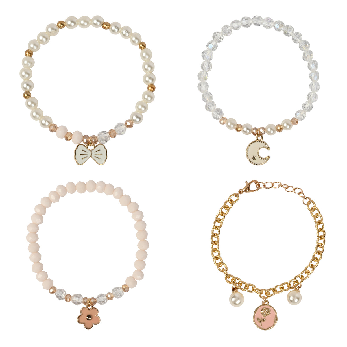 Floral Charm Bracelet Set of 4