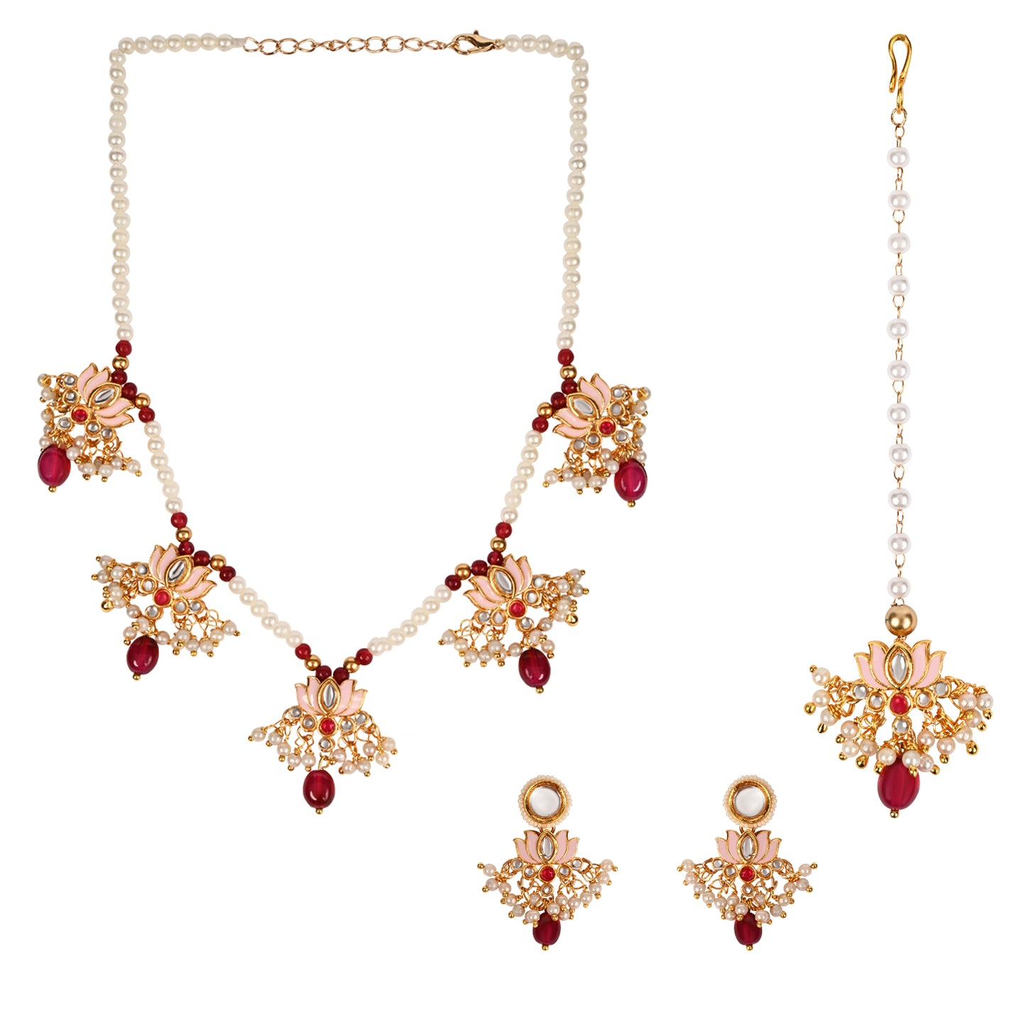 Kundan Lotus Jewellery Set for Girls