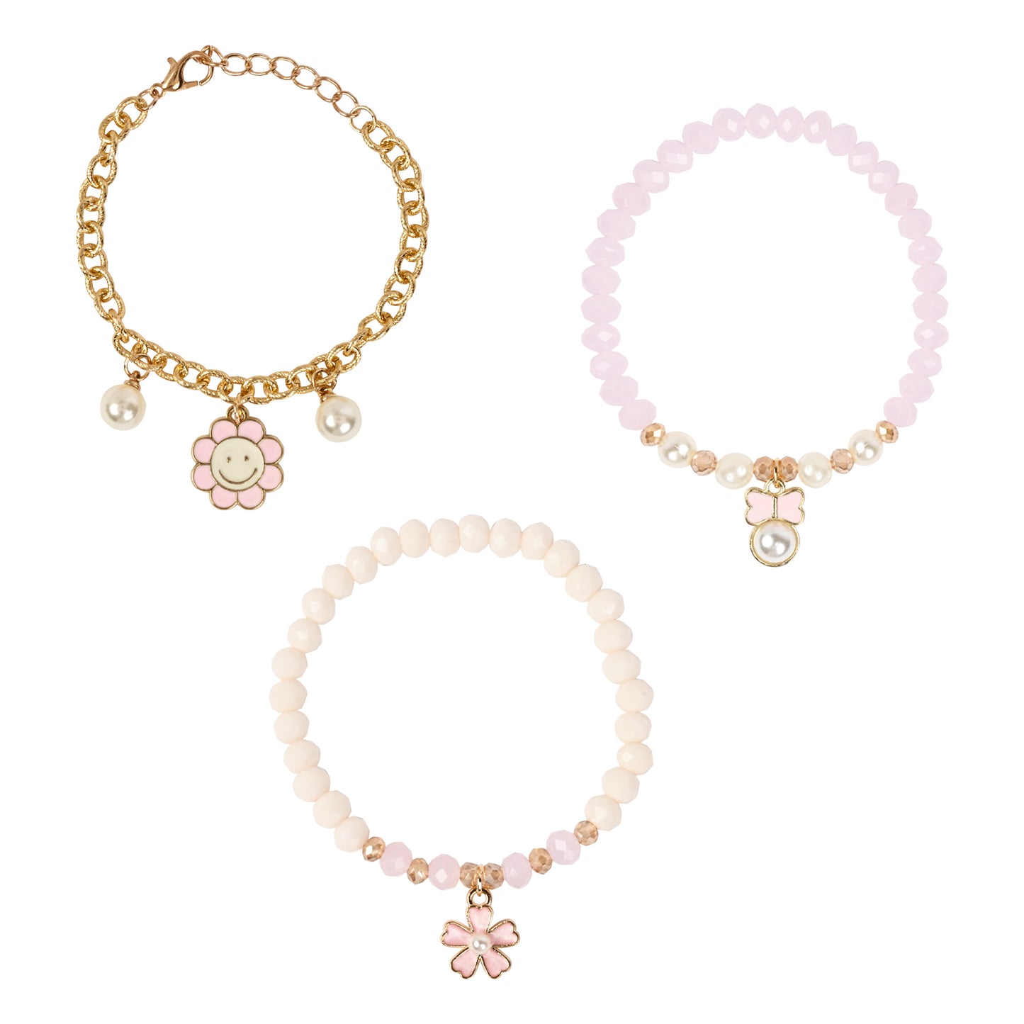 Floral Charm Bracelet Set of 3