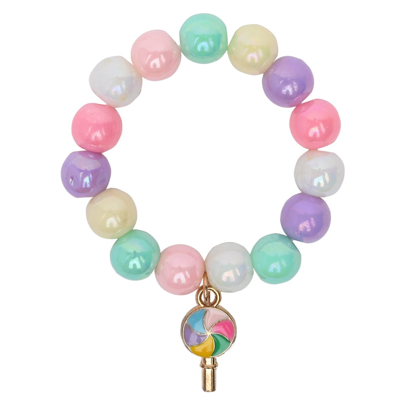 Rainbow Lollipop Charm Beaded Bracelet