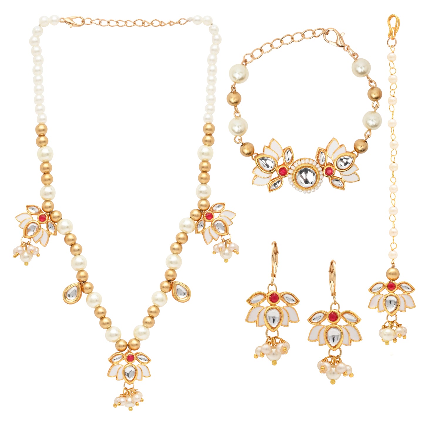 Kundan Lotus Jewellery Set for Girls