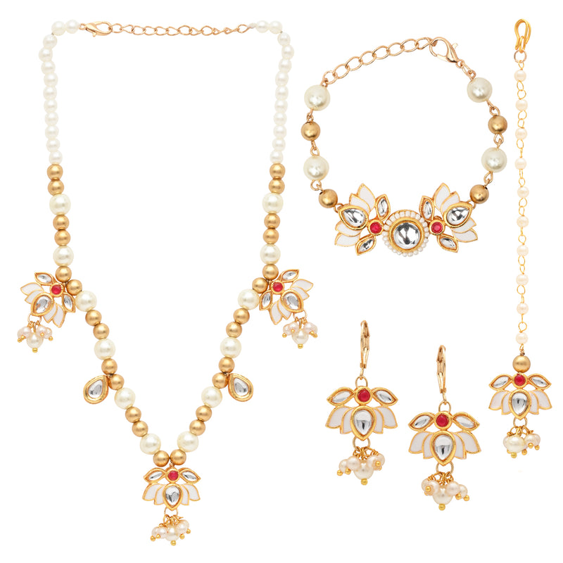 Kundan Lotus Jewellery Set for Girls