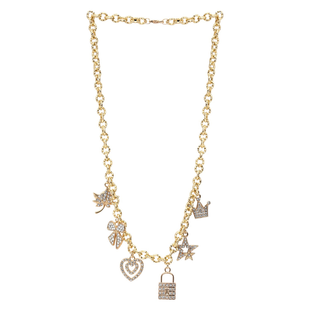 Diamond Studded Multicharm Chain Necklace