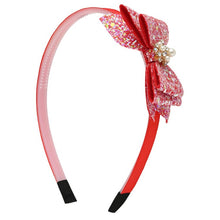Load image into Gallery viewer, Floral Charm Glitter Bow Hair Band
