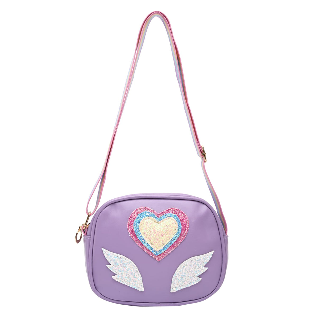 Glitter Heart Sling Bag - Purple