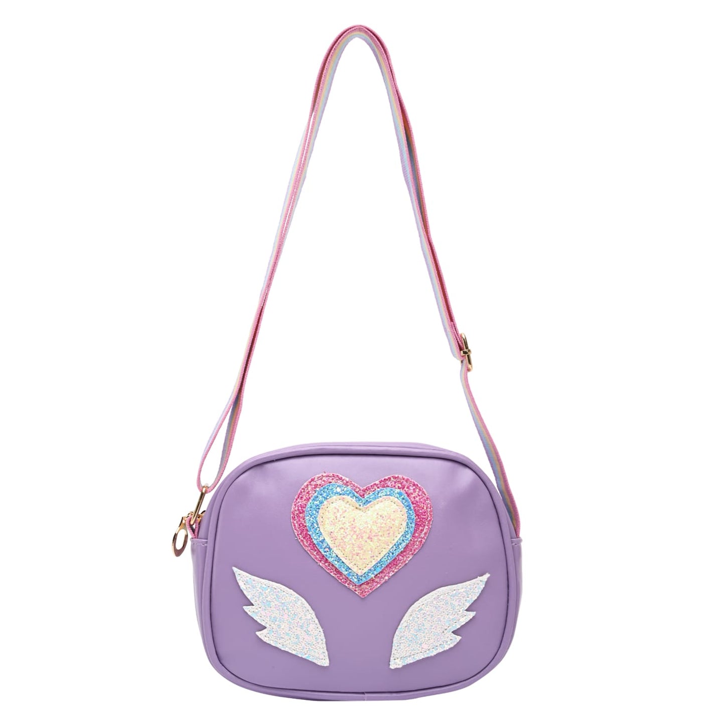 Glitter Heart Sling Bag - Purple