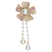 Load image into Gallery viewer, Glitter Pearl Floral Beaded Hair Clip
