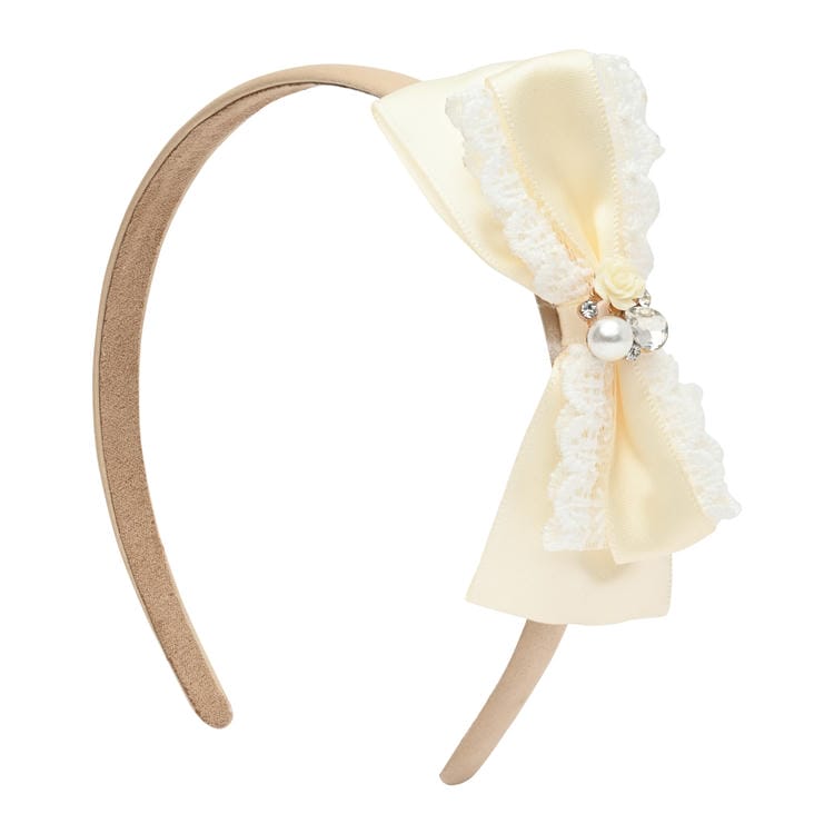 Floral Charm Fabric Bow Hair Band