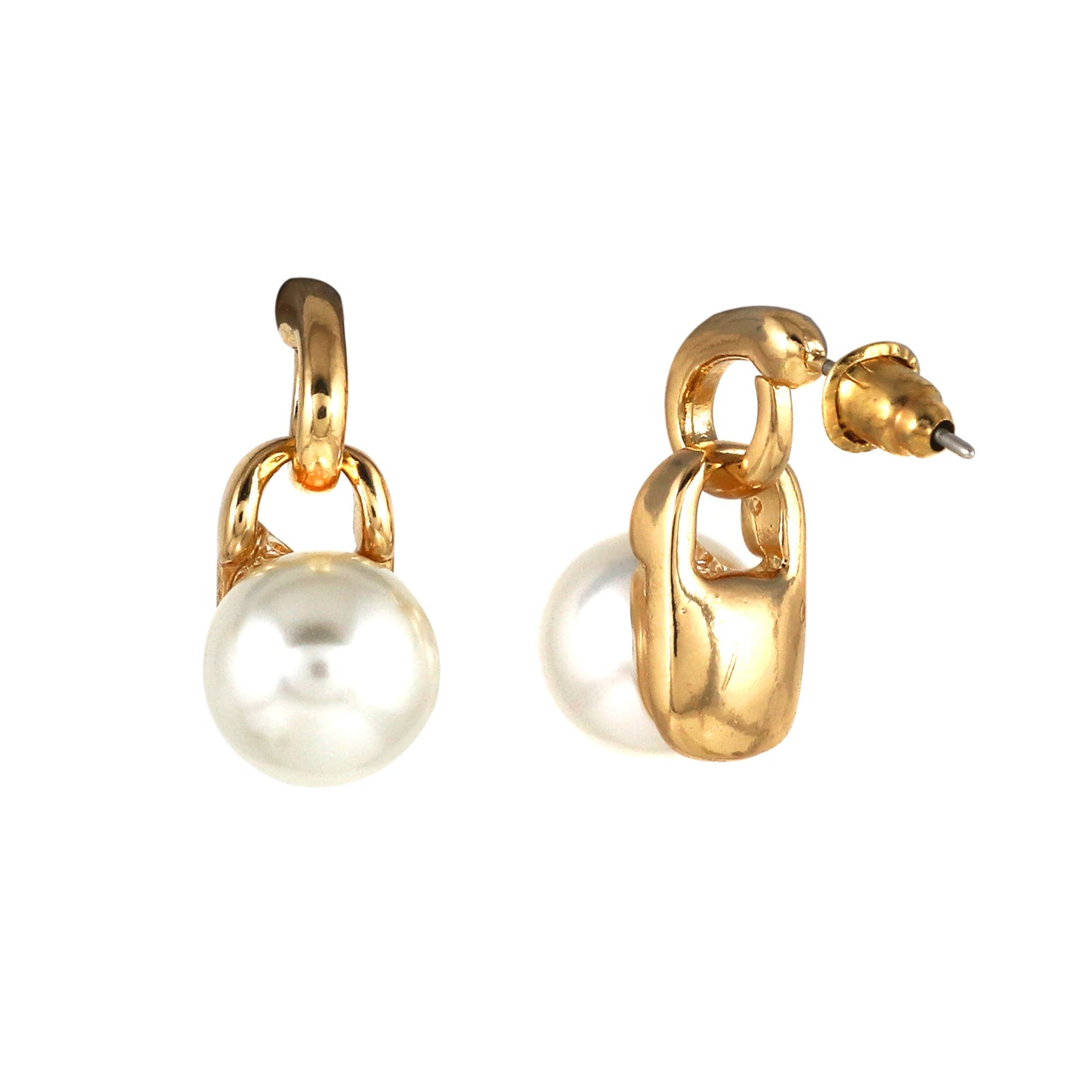 Gold Tone Pearl Drop Earrings
