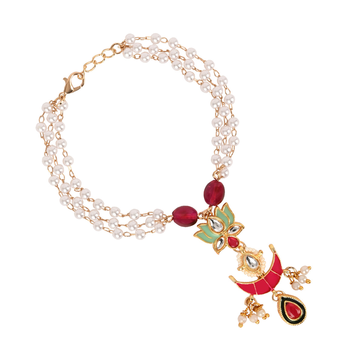 Kundan Mina Bracelet Rakhi Set for Bhai Bhabhi