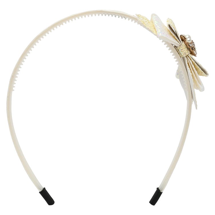 Floral Charm Glitter Bow Hair Band