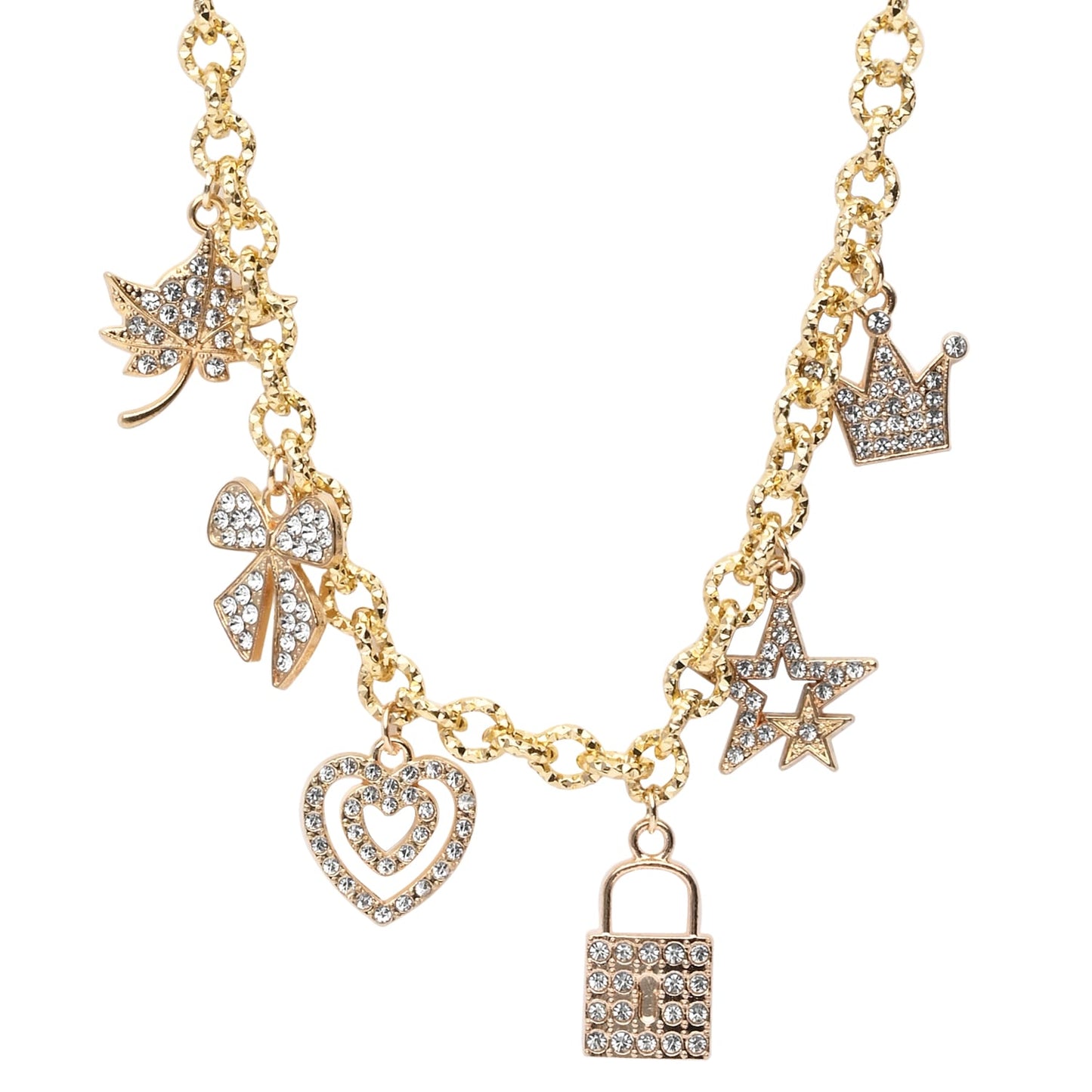 Diamond Studded Multicharm Chain Necklace