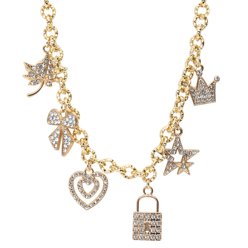 Diamond Studded Multicharm Chain Necklace