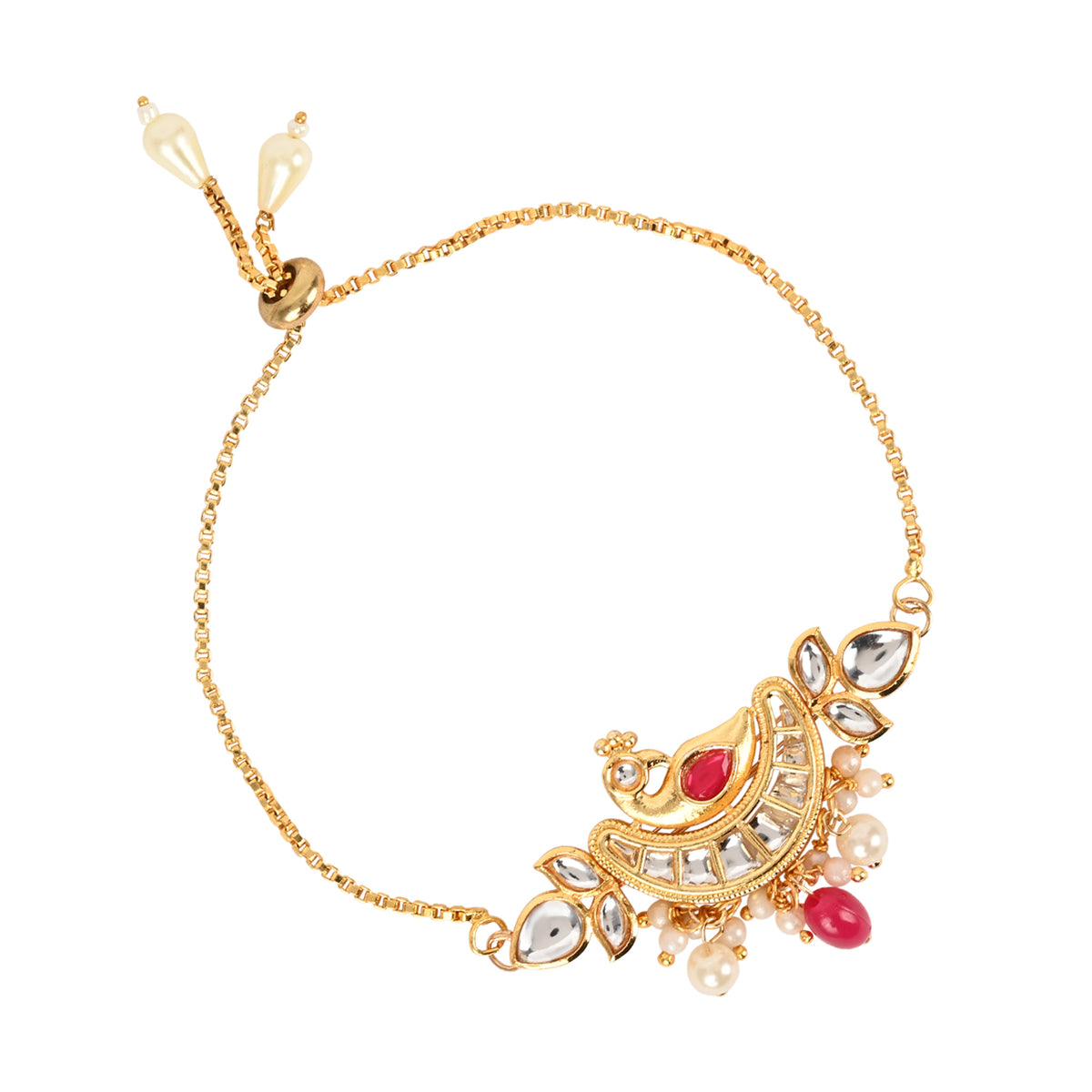 Peacock Kundan Bracelet Rakhi Set for Bhai Bhabhi