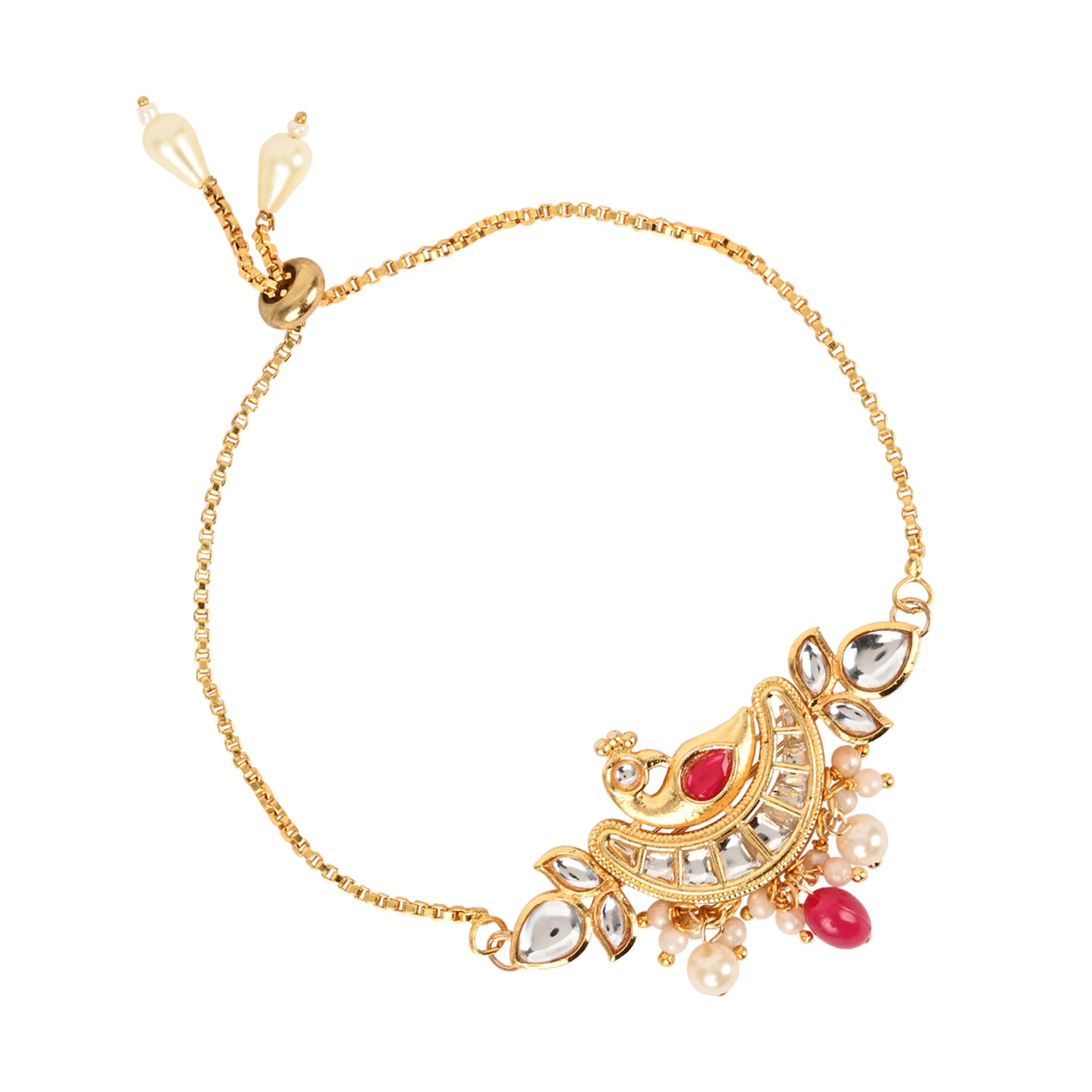 Peacock Kundan Bracelet Rakhi Set for Bhai Bhabhi