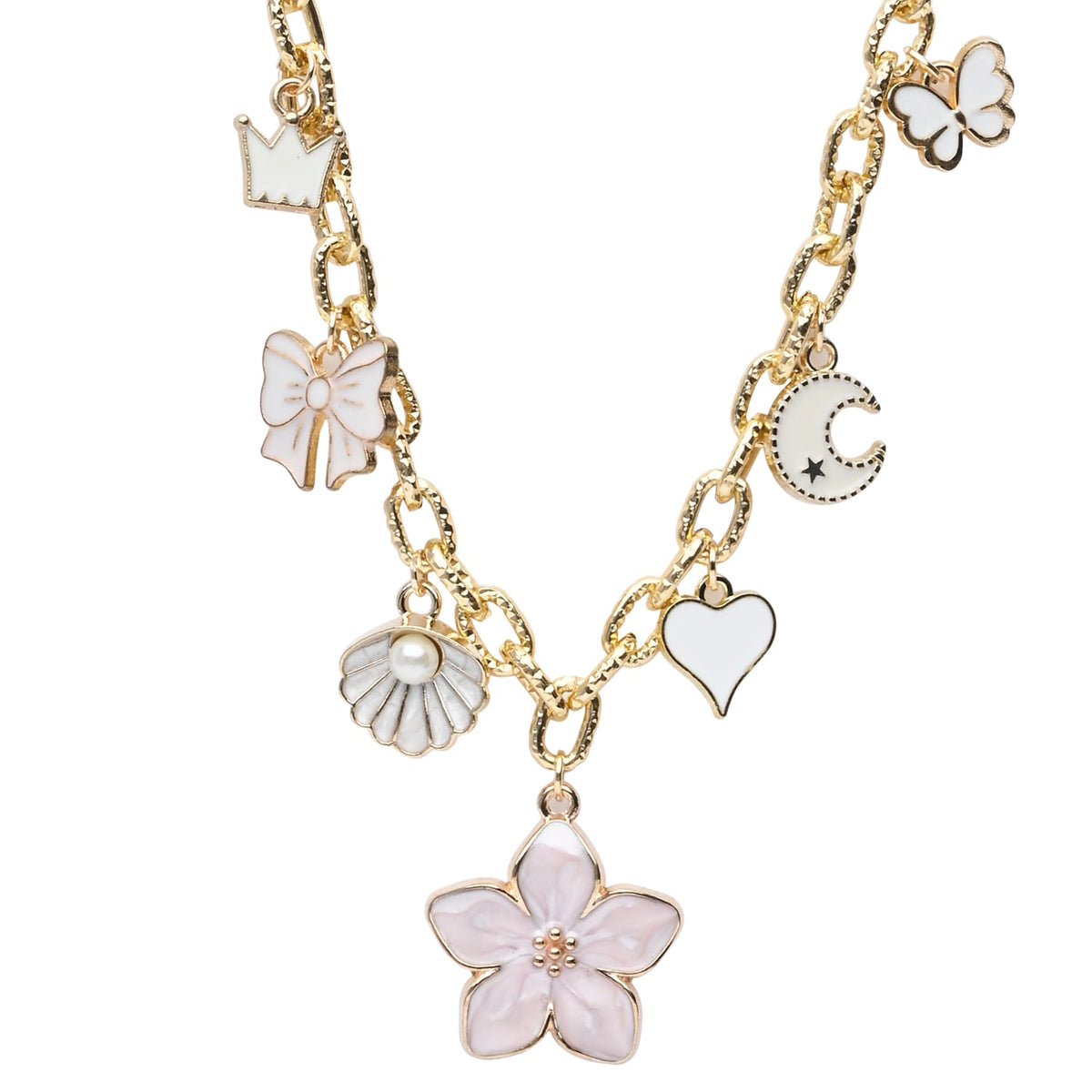 Floral Butterfly Multicharm Chain Necklace