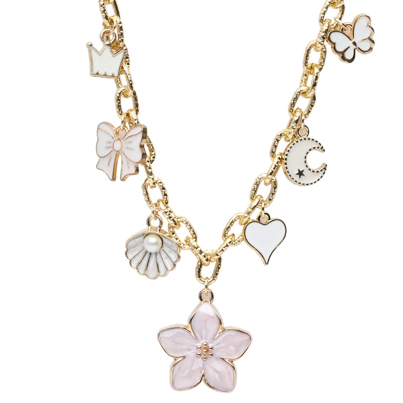 Floral Butterfly Multicharm Chain Necklace