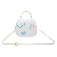 Load image into Gallery viewer, Butterfly Glitter Sling Bag Beaded Handle - White
