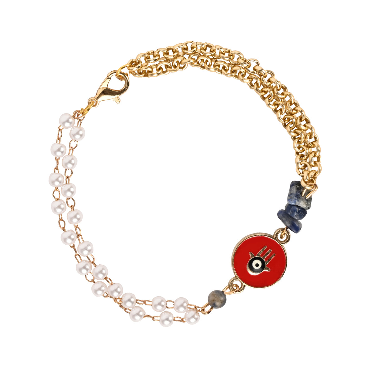 Hamsa Evil Eye Bracelet Rakhi Set for Bhai Bhabhi