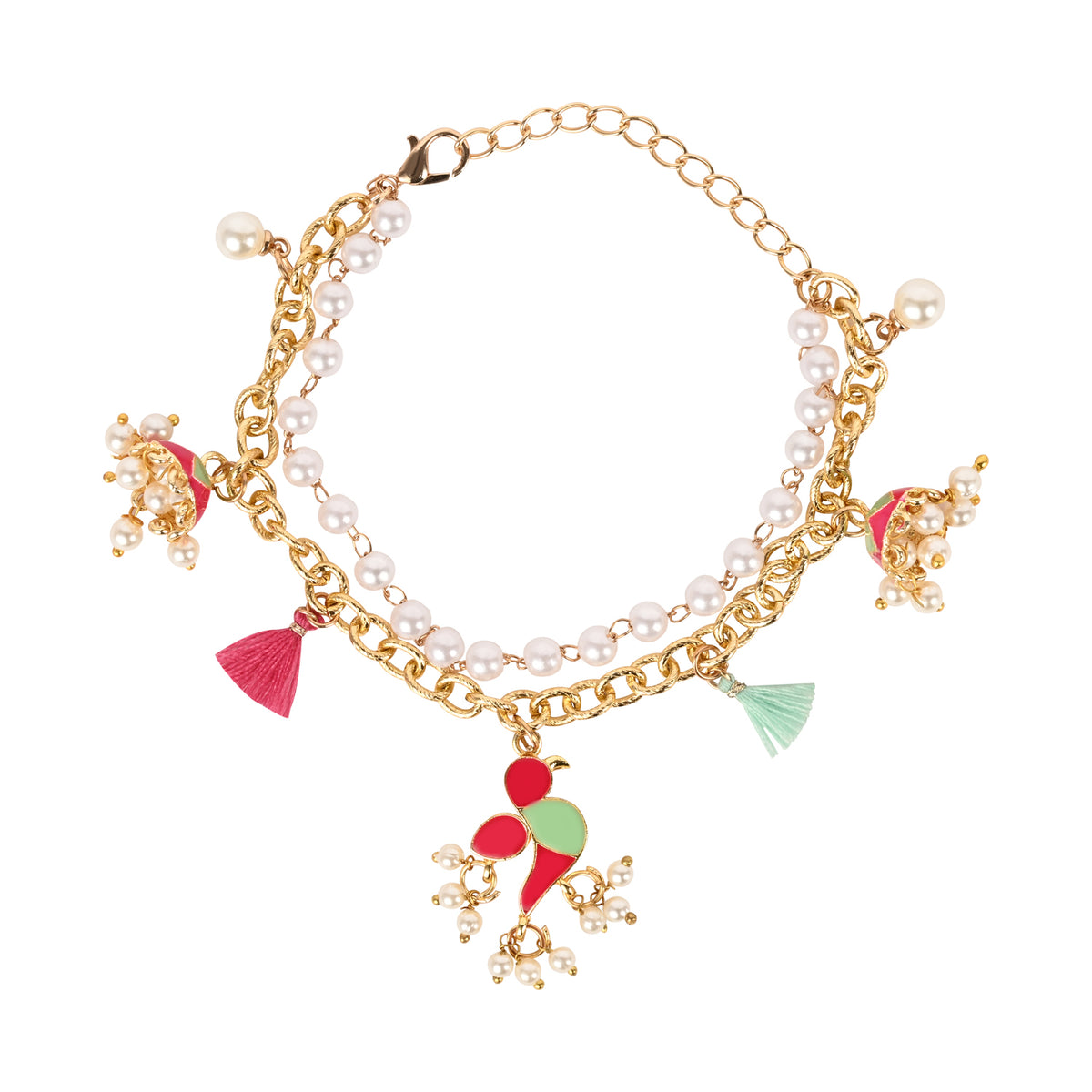 Parrot Jhumki Bracelet Rakhi Set for Bhai Bhabhi