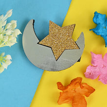 Load image into Gallery viewer, Star Moon Glitter Hair Clips [Set of 2] - Gold &amp; Silver

