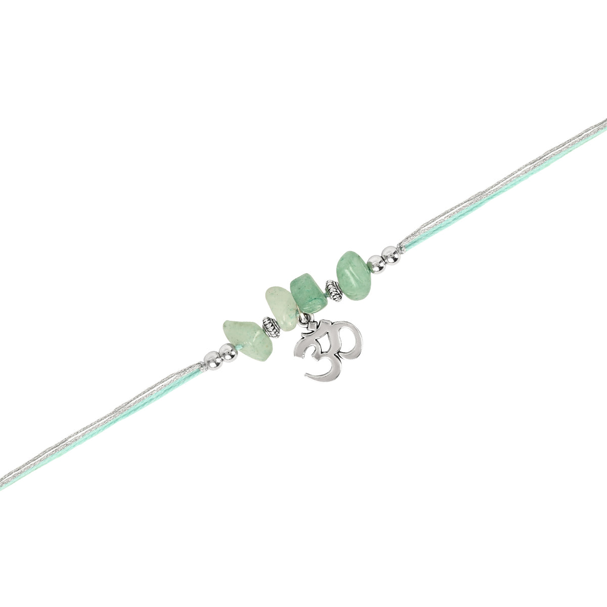 Aventurine Om Bracelet Rakhi Set for Bhai Bhabhi