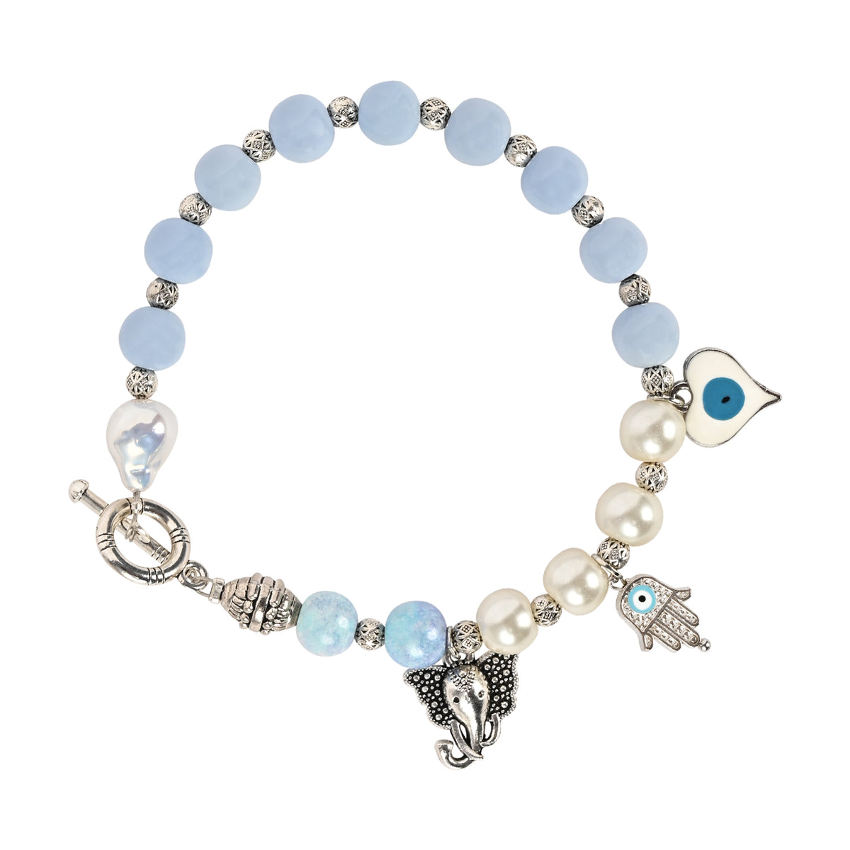 Hamsa Evil Eye Charm Bracelet Rakhi Set for Bhai Bhabhi