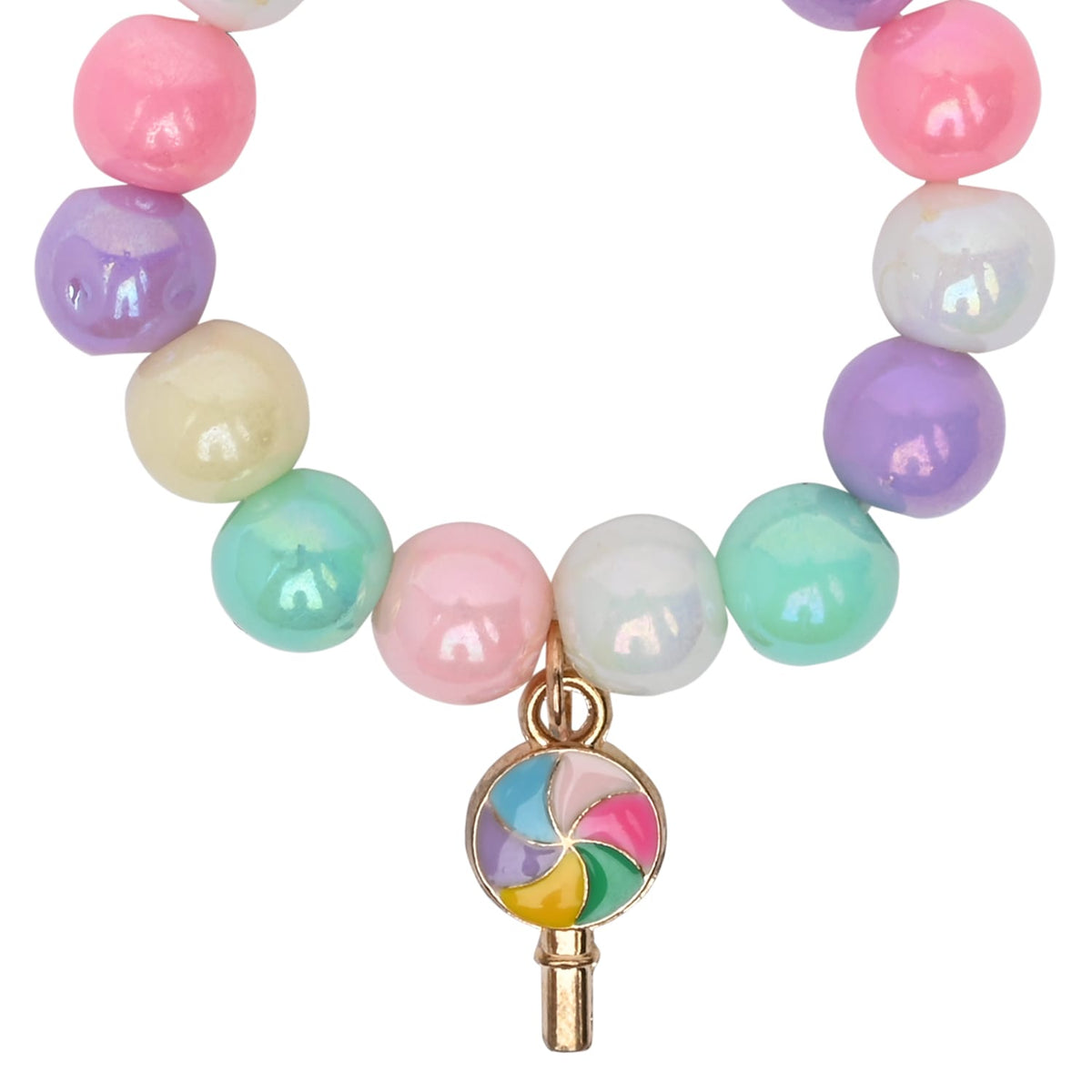 Rainbow Lollipop Charm Beaded Bracelet