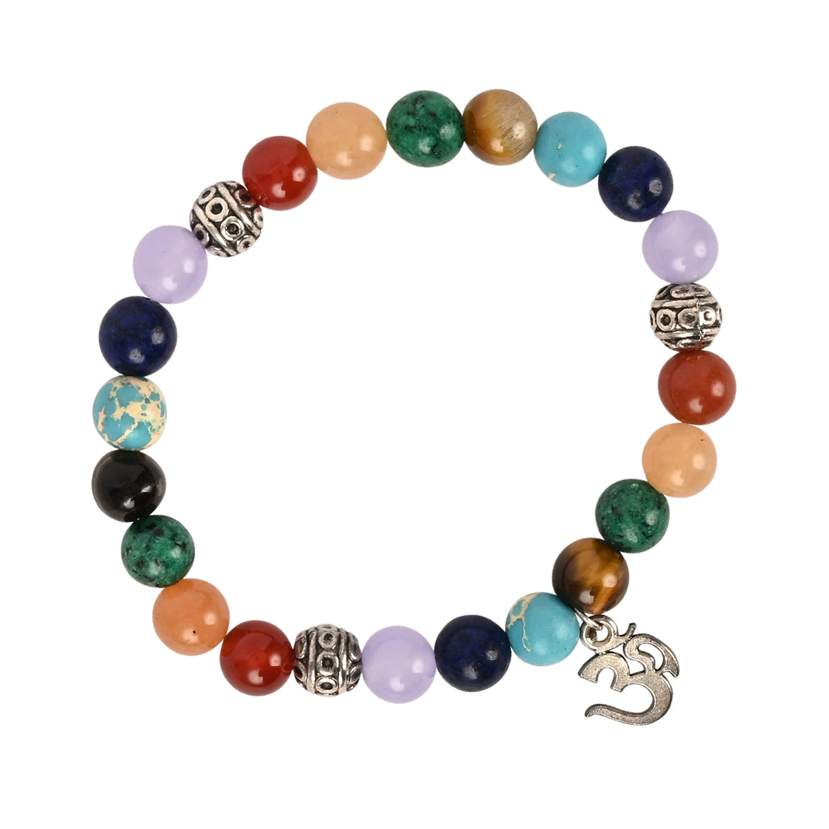 Seven Chakra Om Bracelet Rakhi Set for Bhai Bhabhi
