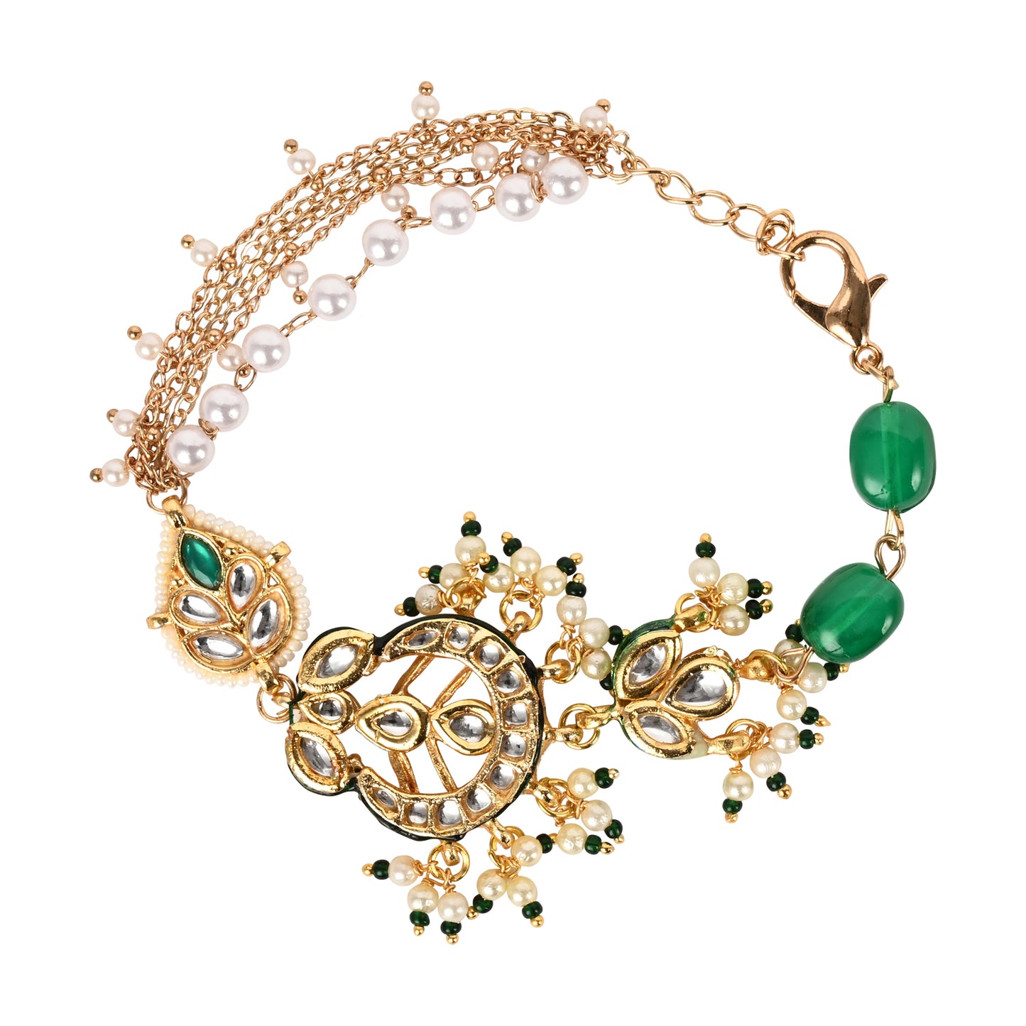 Kundan Bracelet Rakhi Set for Bhai Bhabhi