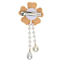 Load image into Gallery viewer, Glitter Pearl Floral Beaded Hair Clip
