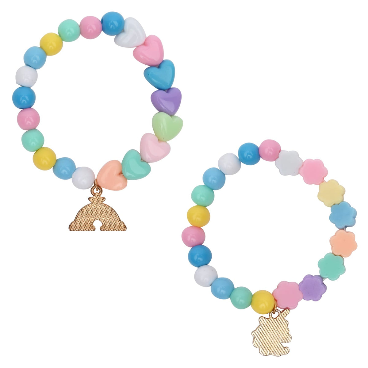 Unicorn Rainbow Charm Set of 2 Beaded Bracelets