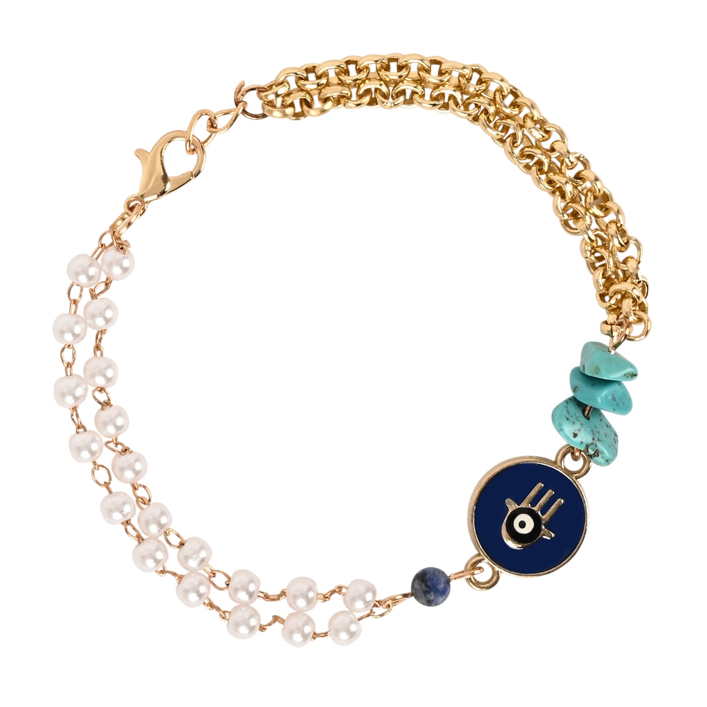 Hamsa Evil Eye Bracelet Rakhi Set for Bhai Bhabhi