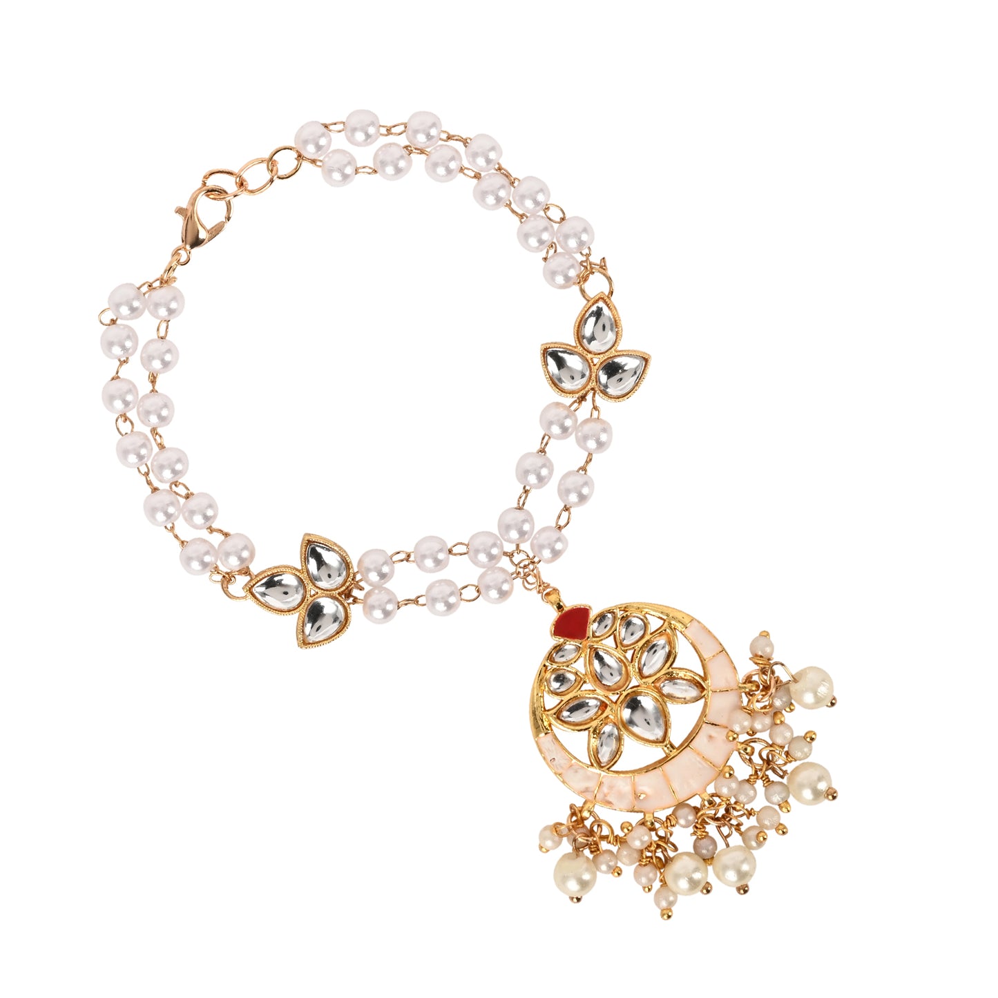 Kundan Chandbali Bracelet Rakhi Set for Bhai Bhabhi