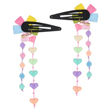 Load image into Gallery viewer, Pinwheel Heart Tassels Set of 2 Tic Tac Hair Clips
