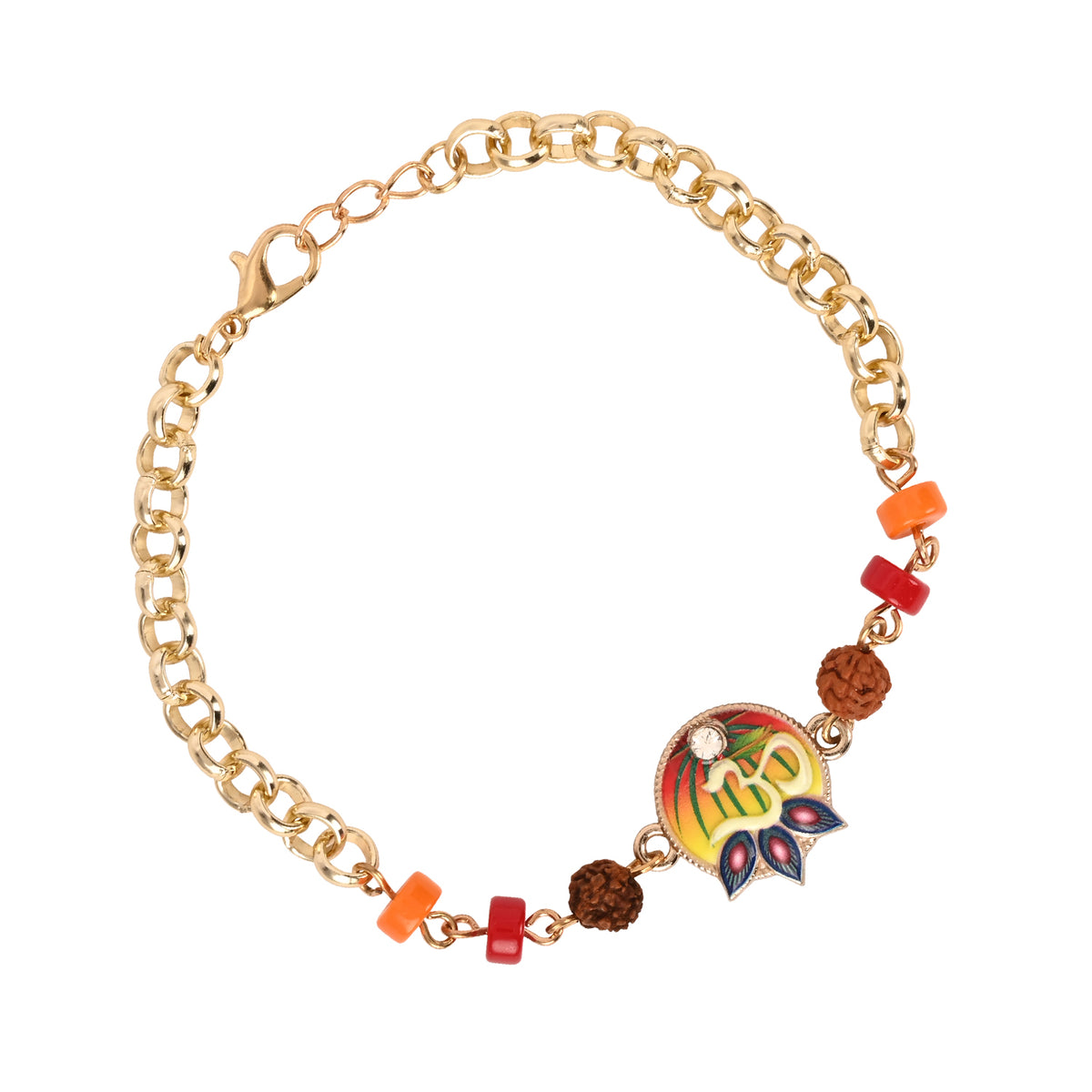 Om Charm Bracelet Rakhi Set for Bhai Bhabhi