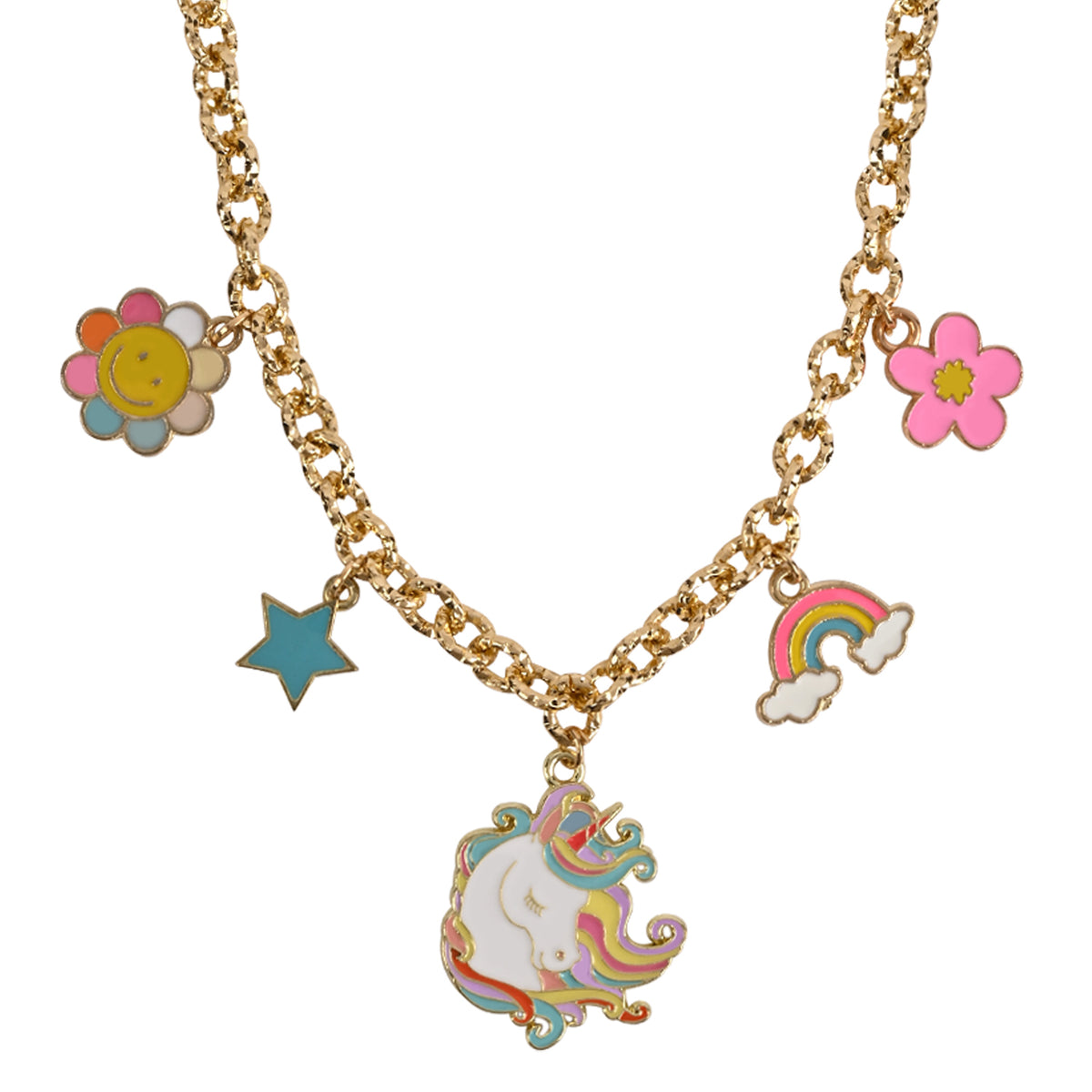 Unicorn Rainbow Charm Necklace Gift Set for Sister
