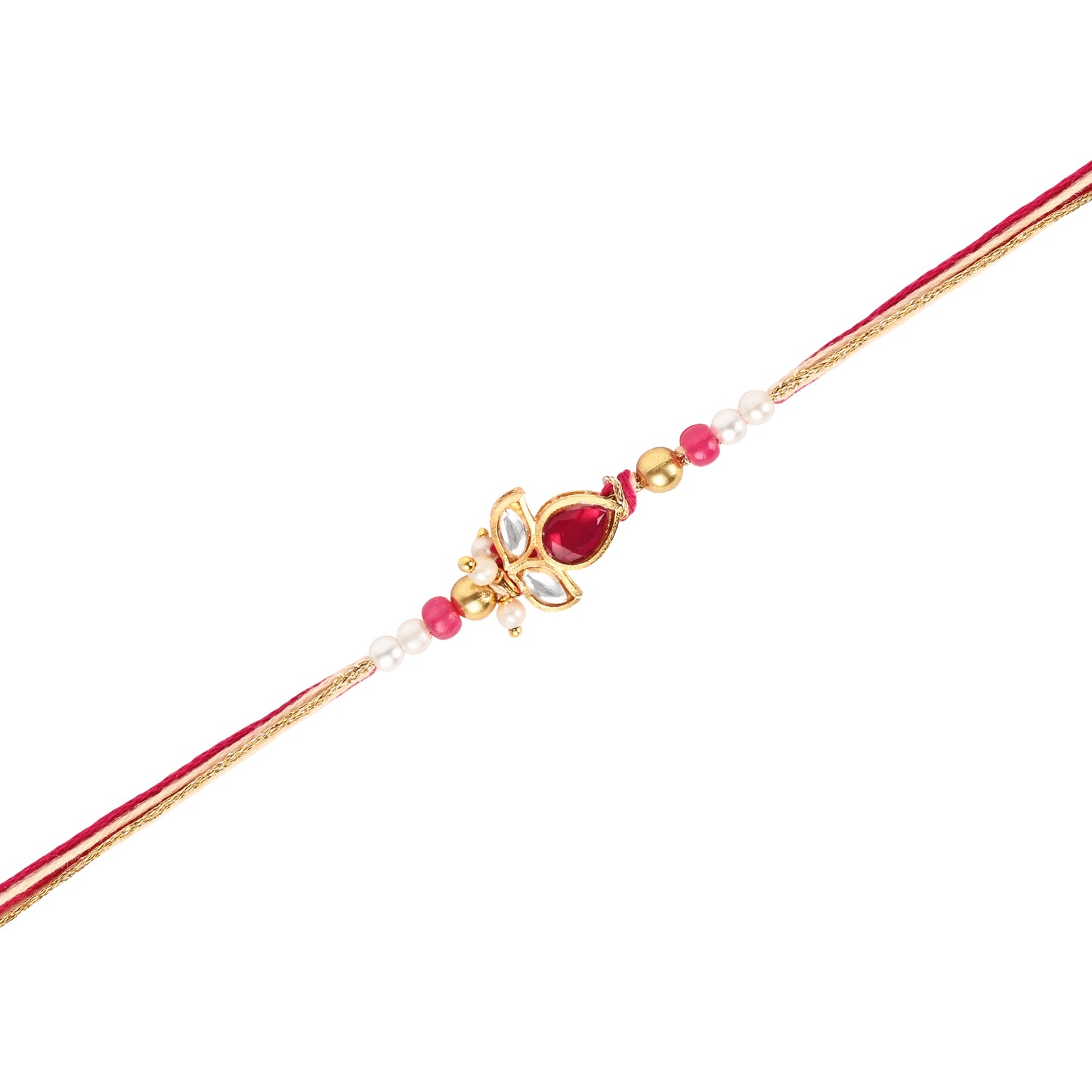 Kundan Bracelet Rakhi Set for Bhai Bhabhi