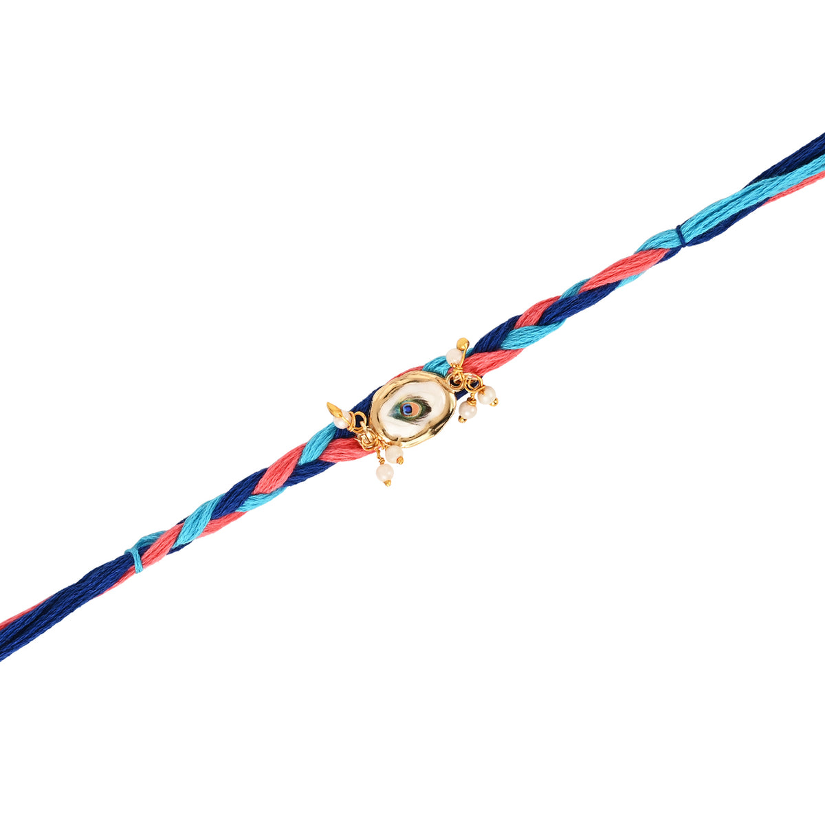 Peacock Fancy Tassel Bracelet Rakhi Set for Bhai Bhabhi