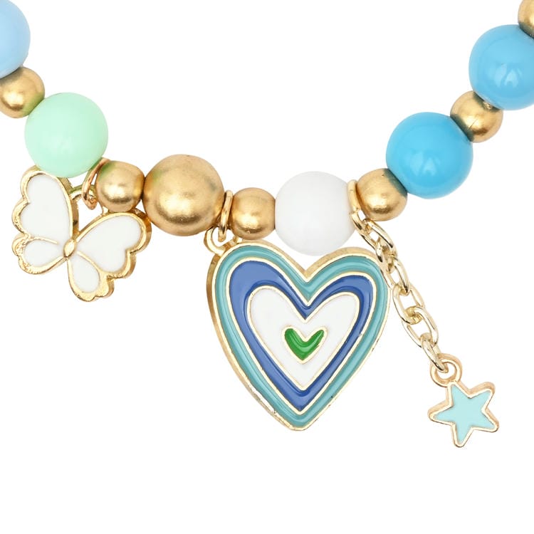 Heart Butterfly Charms Beaded Bracelet