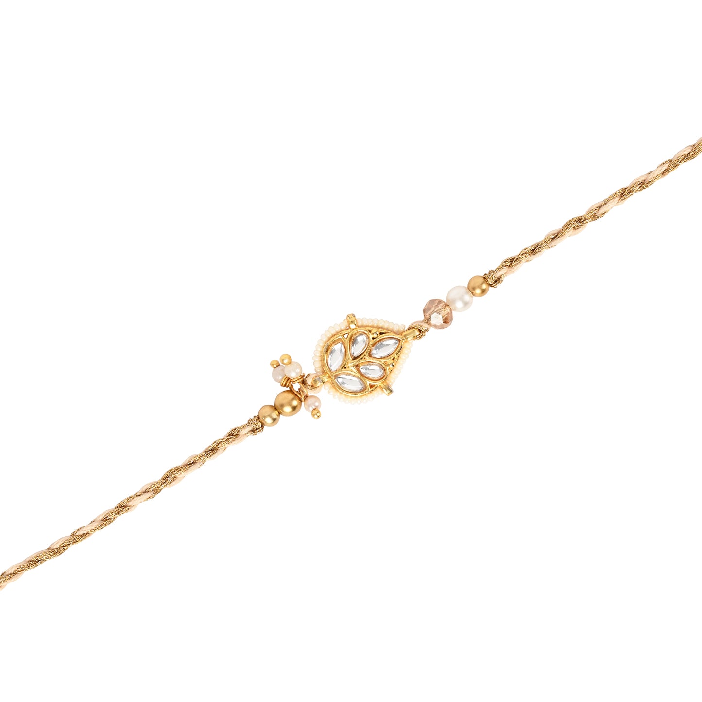 Kundan Bracelet Rakhi Set for Bhai Bhabhi
