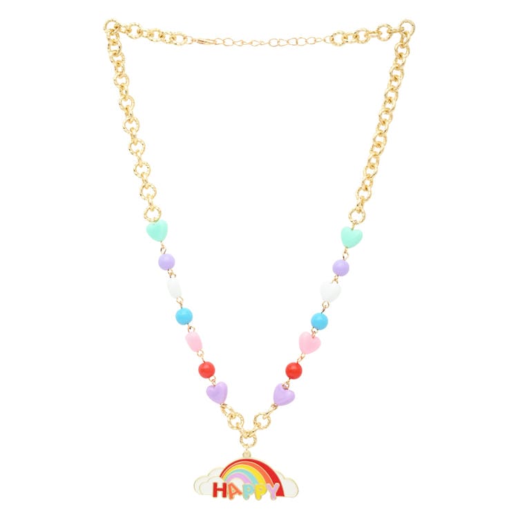 Happy Rainbow Charm Necklace Bracelet Jewellery Set