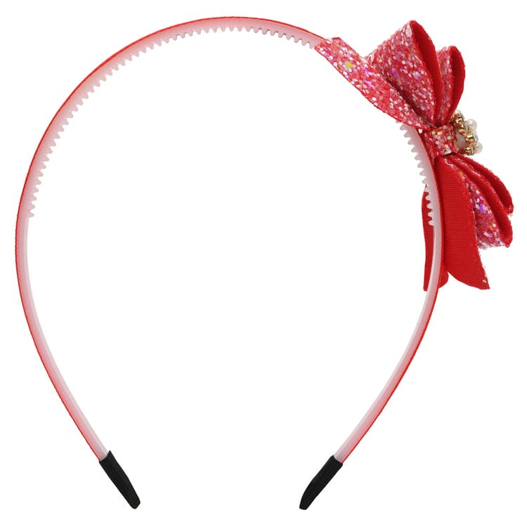 Floral Charm Glitter Bow Hair Band