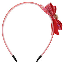 Load image into Gallery viewer, Floral Charm Glitter Bow Hair Band
