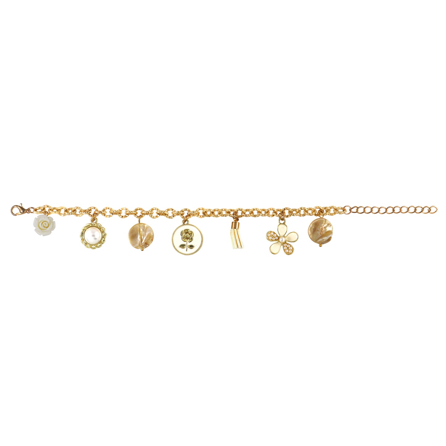 Multi Charm Mother of Pearl Bracelet