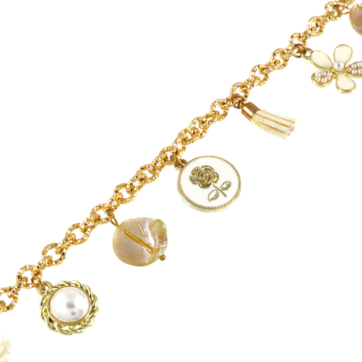 Multi Charm Mother of Pearl Bracelet