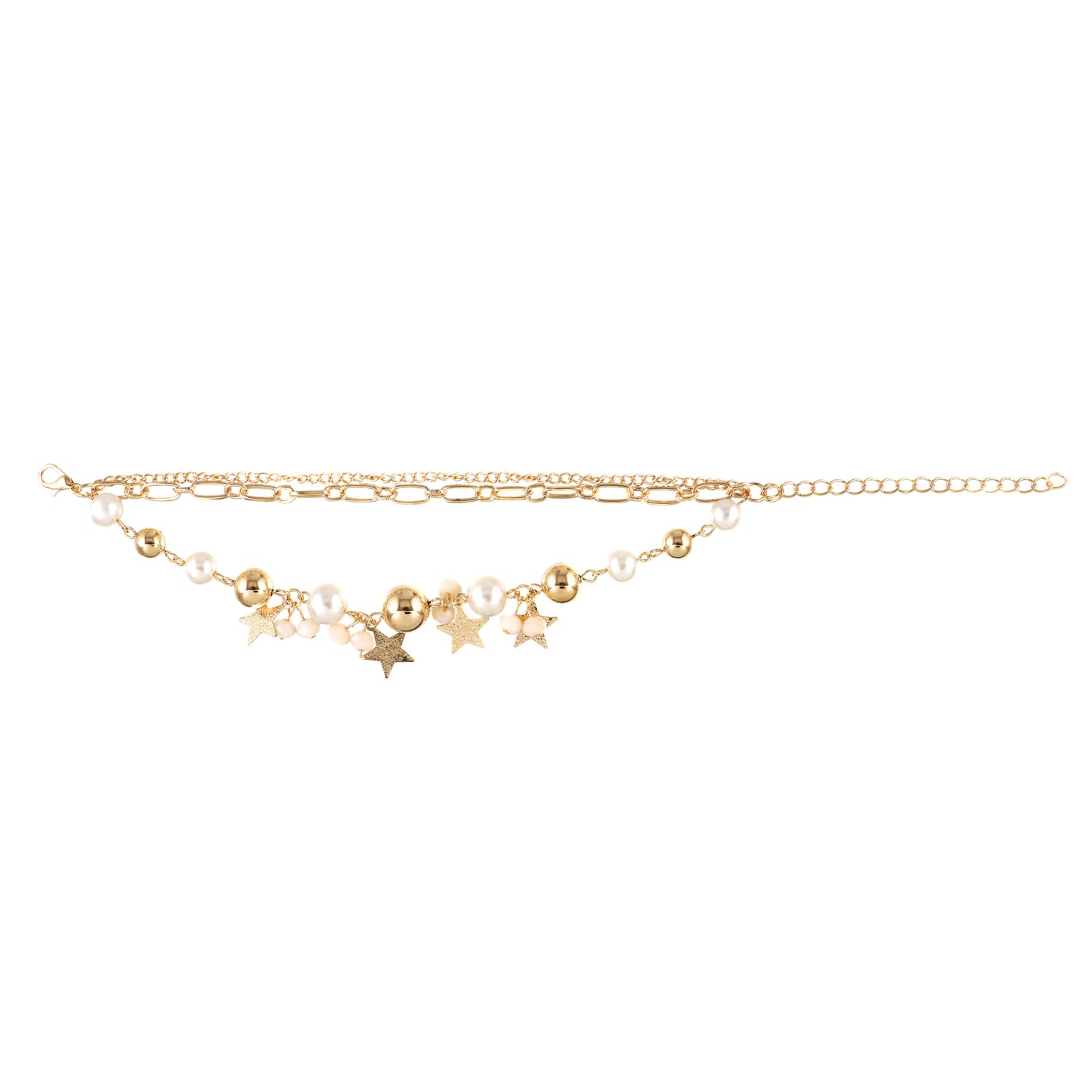 Multi Charm Gold Tone Beaded Bracelet